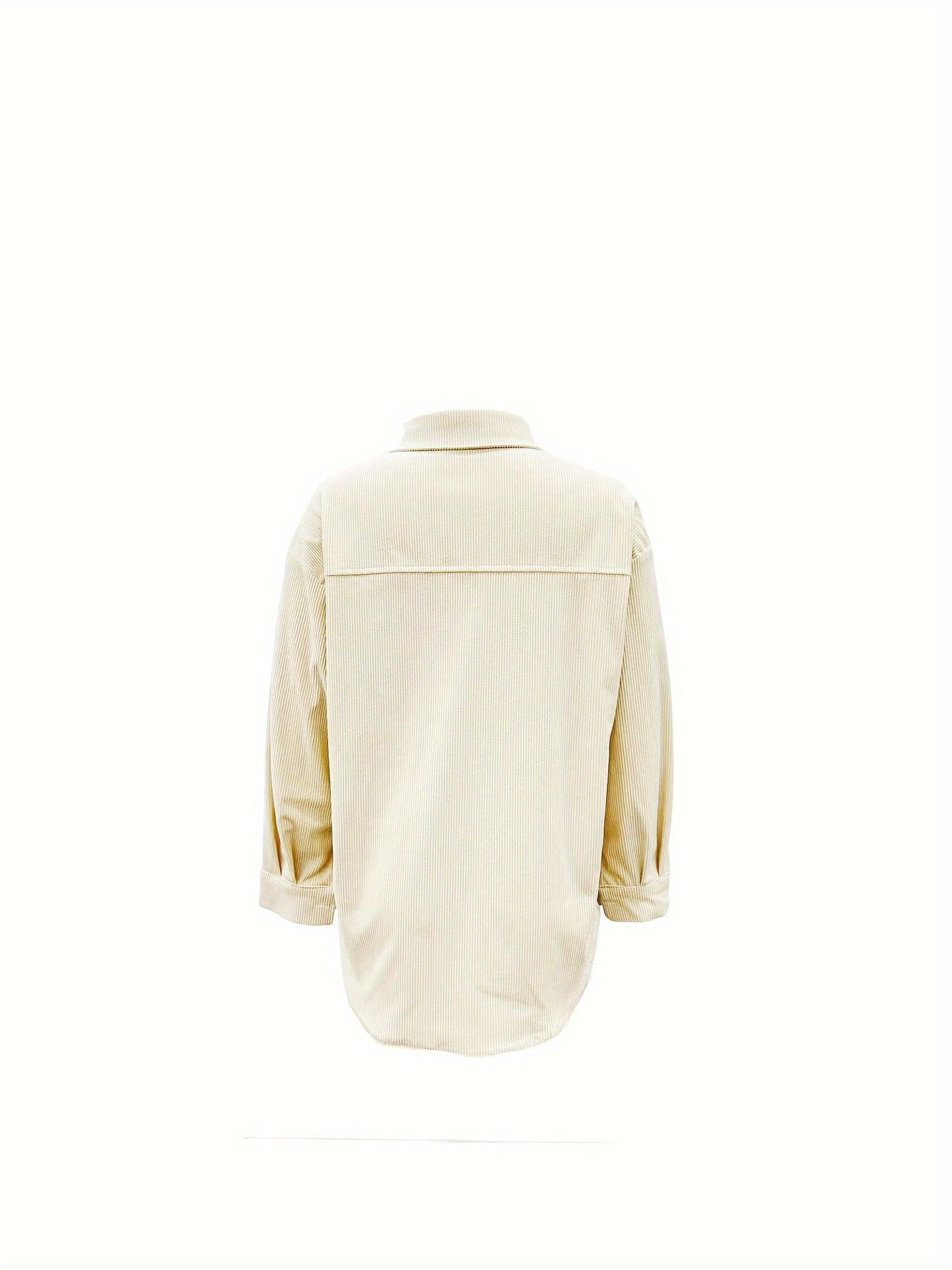Antmvs Solid Drop Shoulder Shirt, Casual Button Front Long Sleeve Shirt, Women's Clothing