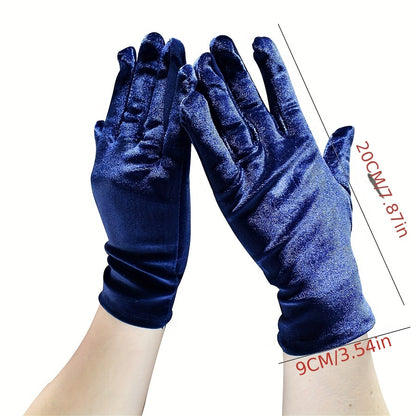 Women's Solid Color Velvet Gloves, Soft And Stretchy Warm Gloves, Elegant Design, Coldproof Split Finger Gloves For Outdoor Activities