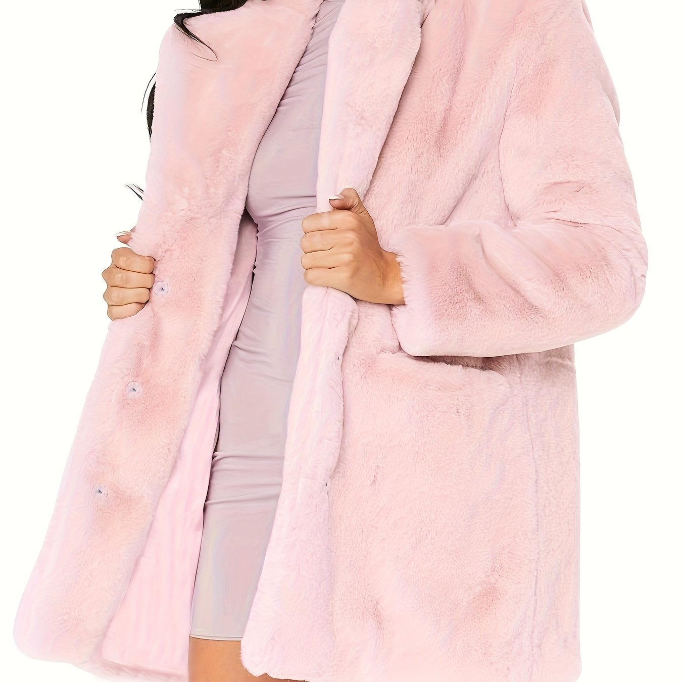 Antmvs Winter Warm Plush Loose Coat, Casual Long Sleeve Fashion Teddy Outerwear, Women's Clothing