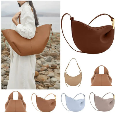 Yunduo Bao Genuine Leather Designer Number Nine Pure Cowhide Half Moon Tonca Style Crossbody Dumplings Classic Women's Top Quality Tote Bag