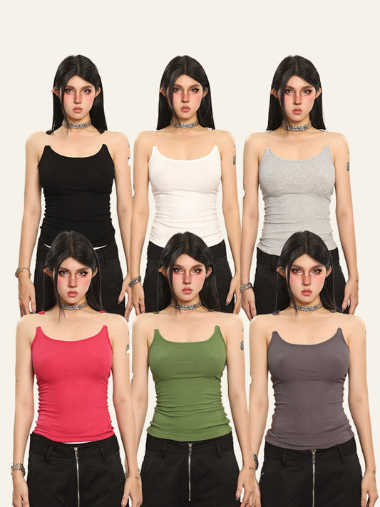 Antmvs Lila Solid Color Slim Transparent Straps Slim Camisole Top