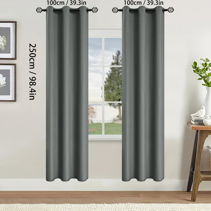 2 Pieces of Stylish Solid Blackout Curtains for Bedroom and Living Room - UV Protection, Easy Sliding, and Contemporary Design