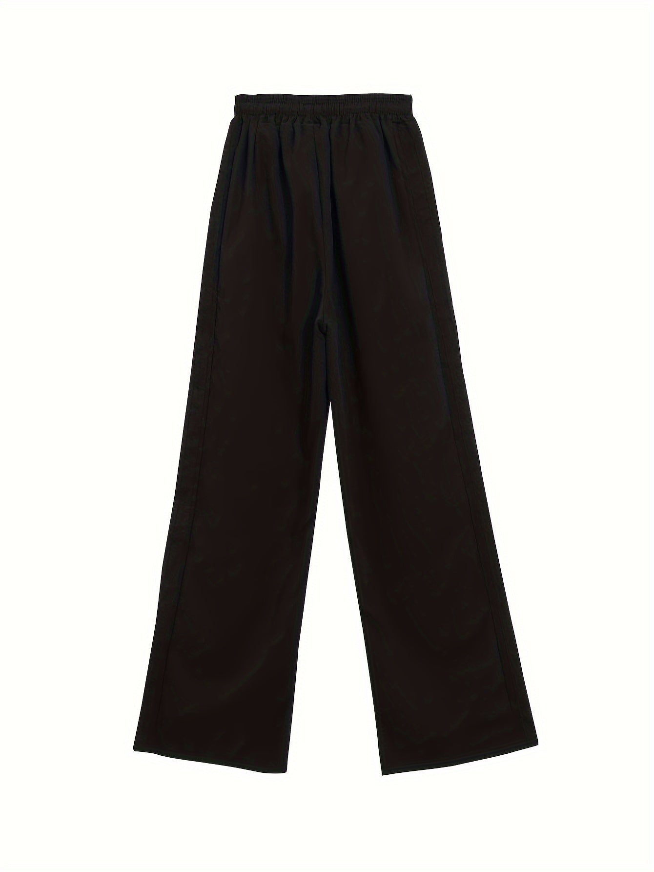 Antmvs Solid Drawstring Wide Leg Pants, Casual High Waist Long Length Loose Pants, Women's Clothing