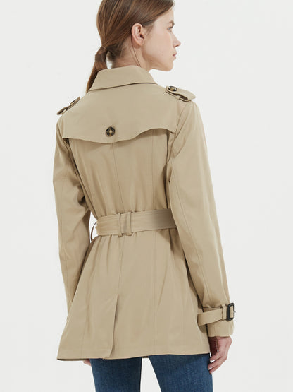 Antmvs Women's Spring Trench Coat, Windproof Short Casual Coat With Belt Button Women's Trench Coats