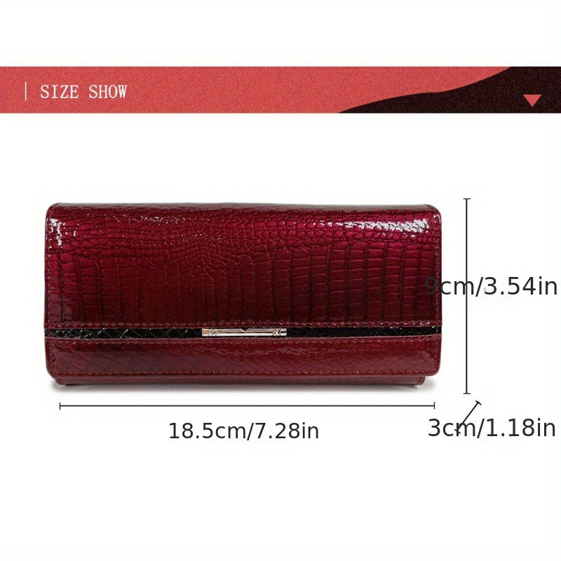 Luxury Crocodile Pattern Wallet, Genuine Credit Card Holder, Women's Fashion Coin Purse