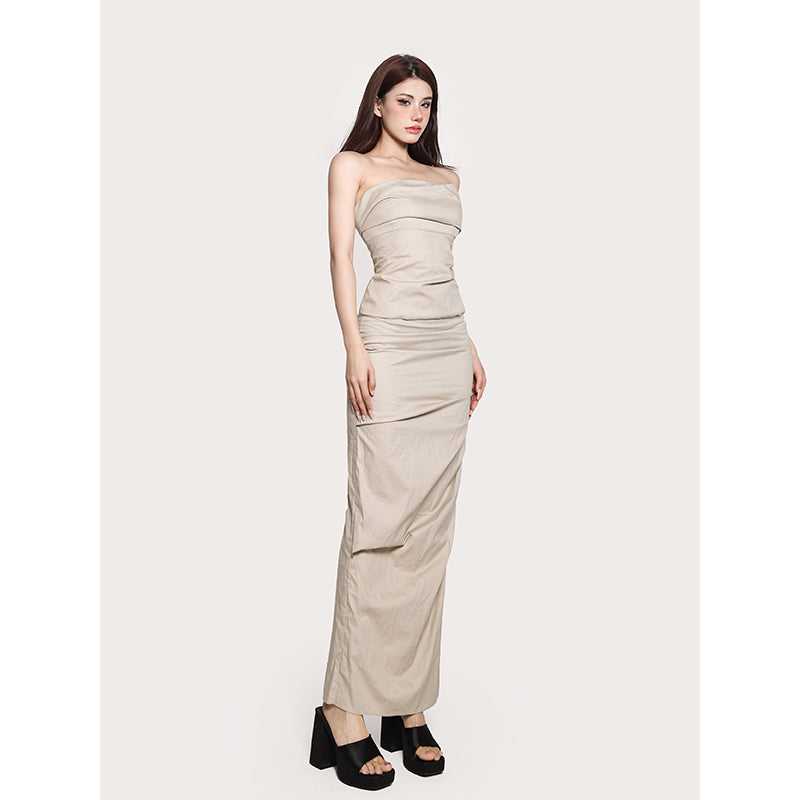 Antmvs Sarah Solid Color Sleeveless Wrap Top + Long Wrap Skirt Matching Set