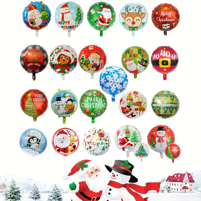 10 Pcs Christmas Themed Aluminum Foil Balloons Set - Vibrant 18-Inch Cartoon Snowflake Design, Perfect for Festive Party Decorations, Suitable for Ages 14+, Random Assortment, Durable, Reusable, and Easy to Inflate