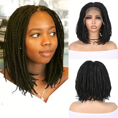 10Inch Chic Box Braid Bob Wig - Ultra-Realistic 13x5 Lace Front - Premium Synthetic Hair for Effortless Style - Perfect Daily & Party Wear for Women