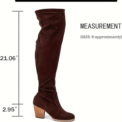 Women's Wide Calf Over The Knee High Boots, Wide Width Stretchy Fall Winter Boots.