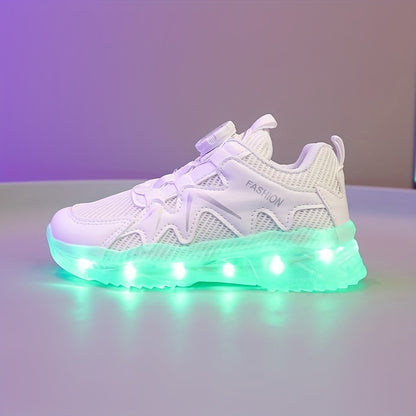 Rapid-Charging Luminous Sole Sneakers - Innovative Rotating Button, Fashionable Retro Style, Ultra-Comfortable & Ventilated for Trendy Boys