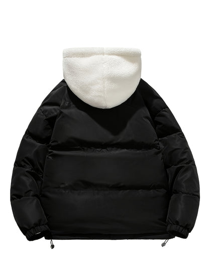 Antmvs Unisex Warm Fleece Hooded Winter Jacket, Casual Cotton Padded Coat For Men And Women Couples Fall Winter