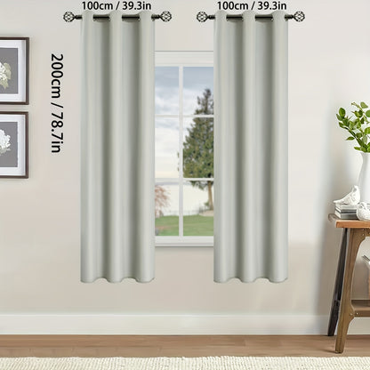 2 Pieces of Stylish Solid Blackout Curtains for Bedroom and Living Room - UV Protection, Easy Sliding, and Contemporary Design