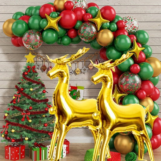 2-Pack 32-Inch Large Golden Reindeer Balloons, Self-Sealing Aluminum Film Christmas Party Decor for New Year's & Winter Celebrations, Suitable for Ages 14+