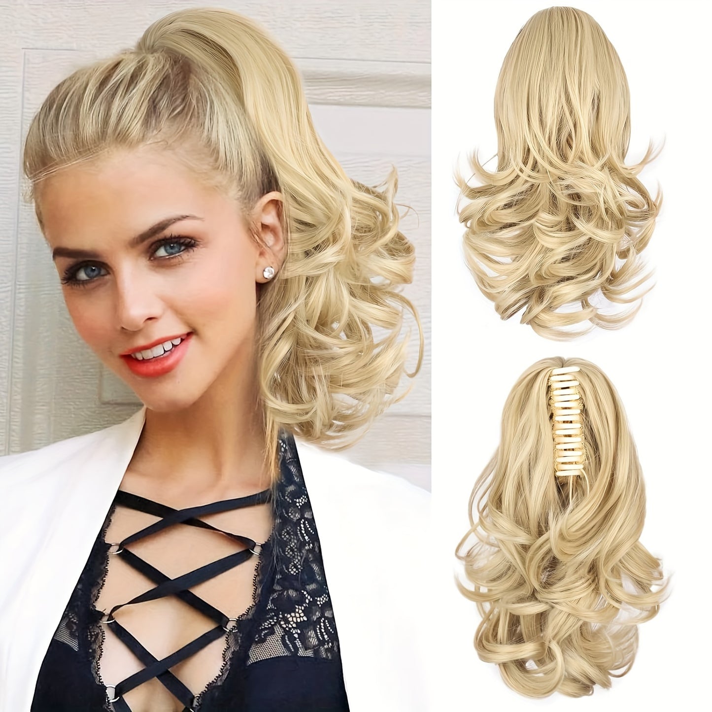 Unisex-Adult Synthetic Wavy Claw Clip-in Ponytail Extension – Versatile 12-14 inch Fluffy Pony Tail Wig for All Hair Types, Natural Look, Easy to Attach, Perfect for Daily Wear