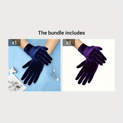 Women's Solid Color Velvet Gloves, Soft And Stretchy Warm Gloves, Elegant Design, Coldproof Split Finger Gloves For Outdoor Activities