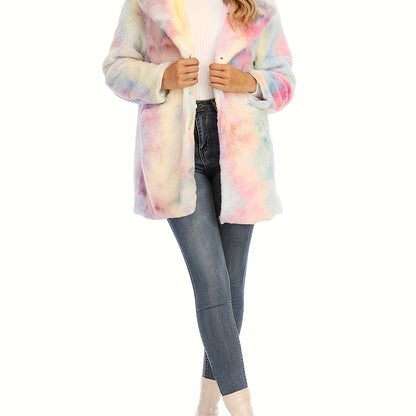 Antmvs Winter Warm Plush Loose Coat, Casual Long Sleeve Fashion Teddy Outerwear, Women's Clothing