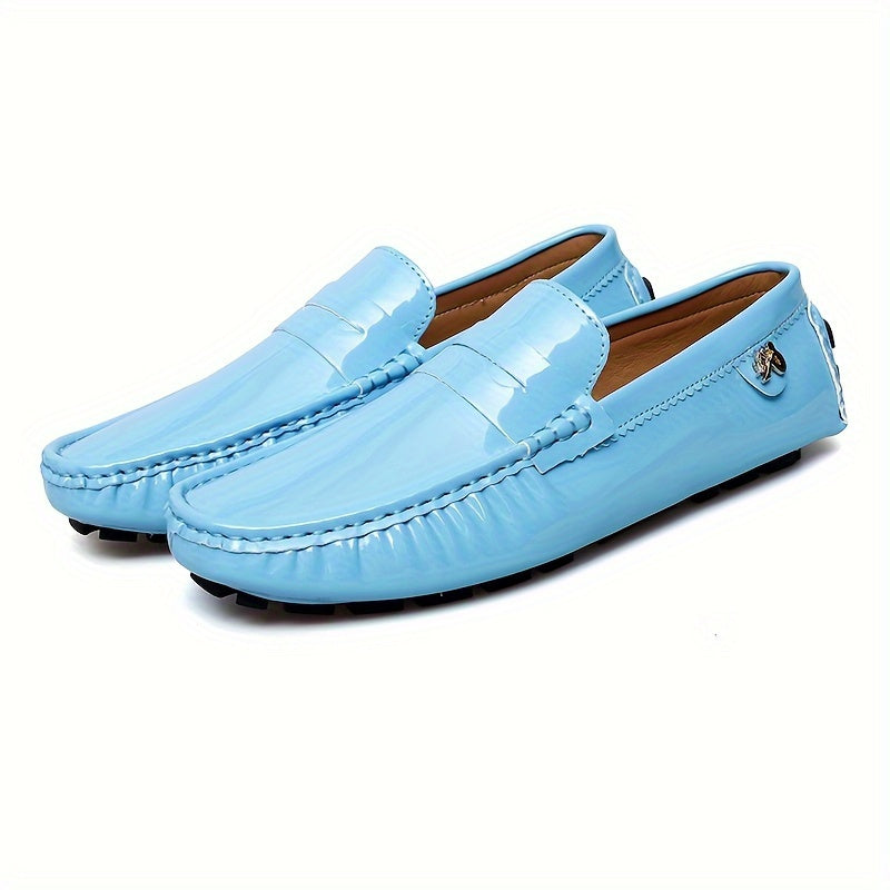 Womens Solid Color Microfiber Synthetic Leather Slip-on Loafers - Non-Slip Rubber Sole, Wear-Resistant, Comfortable, All-Season Flats - Easy to Wear, Breathable, and Durable