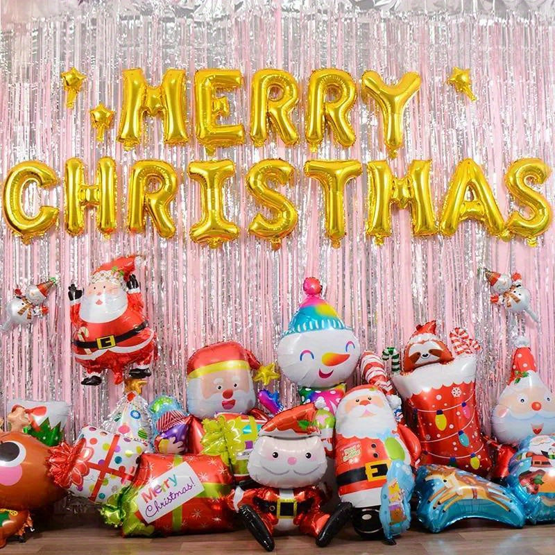 10pcs Mini Christmas Balloons with Assorted Designs - Perfect for Holiday Parties, New Year's Celebrations & More - Includes Support Rods, Best for Christmas