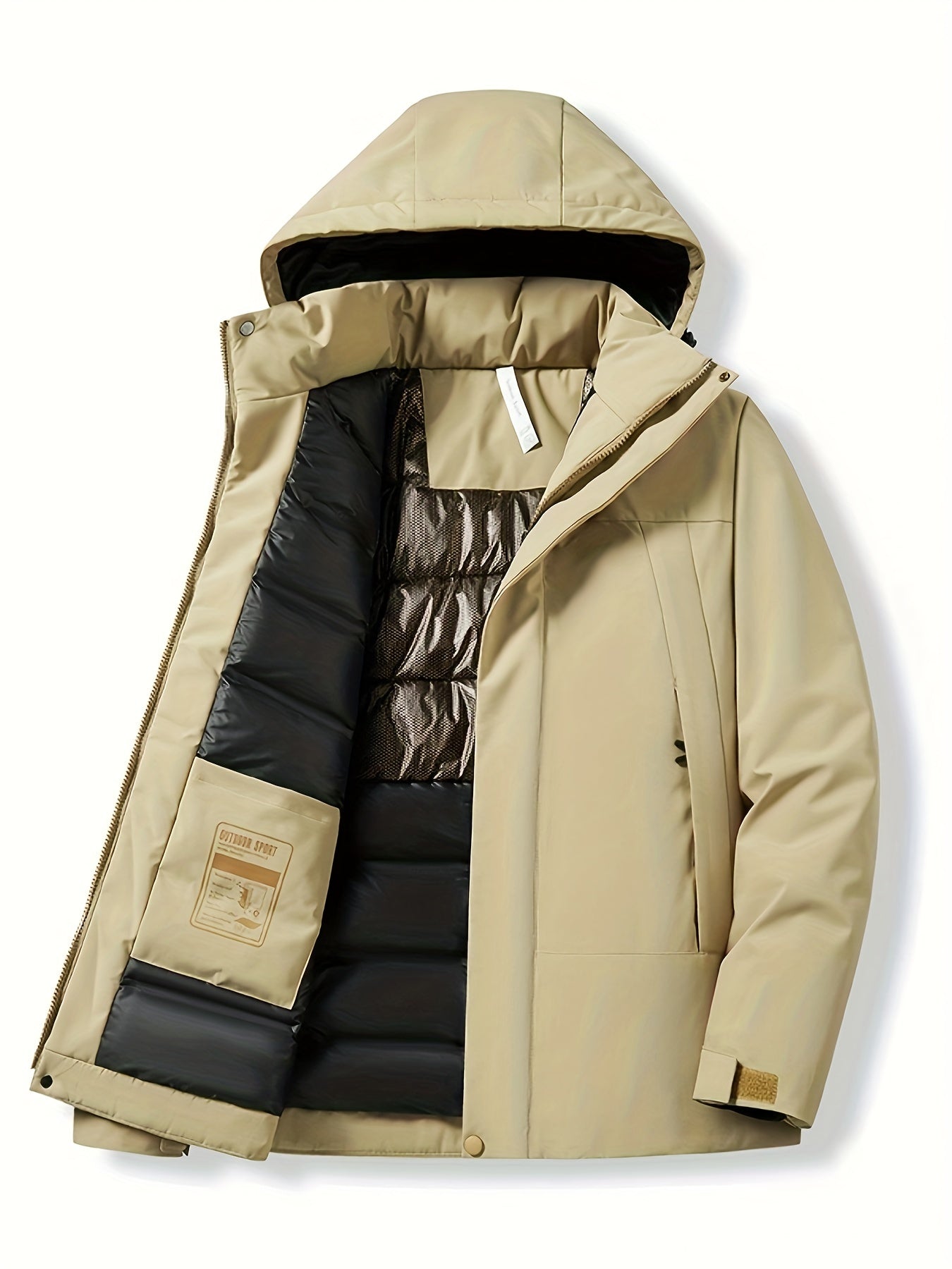 Womens Stylish Contrast Hooded Jacket - Insulated Thermal, Windproof, Waterproof - Secure Zip Pockets for Fall & Winter