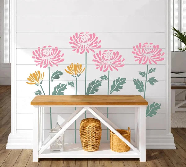 🌻Flower Stencil for Garden Fence Large Flower Stencils for Wall 14” Peony Templates for Painting on Wood Furniture