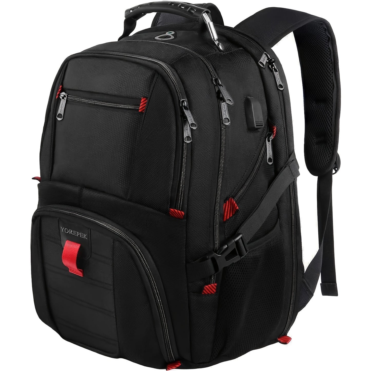 18-Inch Large Laptop Backpack - Spacious Interior, USB Charging Port, Durable Luggage Strap - Unisex Design for Men and Women