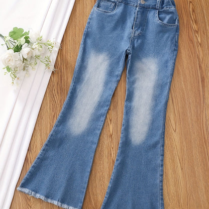 Antmvs Girls' Pull-on Flare Leg Stretch Casual Denim Jeans For Kids Teen Girls Fits For All Seasons