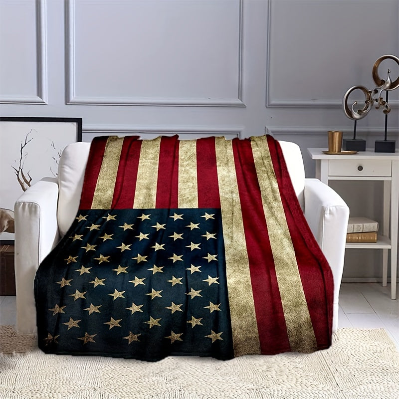 Ultra-Soft Patriotic All-Season Throw Blanket - Stain, Tear, and Fade Resistant, Easy Care, Perfect for Sofa, Bed, Travel, and Outdoor Activities - Cozy, Plush, and Durable for Year-Round Comfort