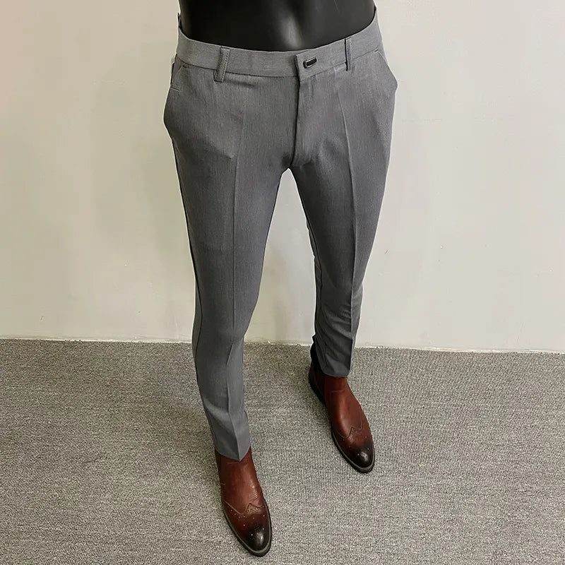 Men's Pants Men Suit Pants Formal Trousers Pantalone Hombre Stretch Slim Solid Color Casual Dress Full Length Pants Fashion Men Clothing 230524