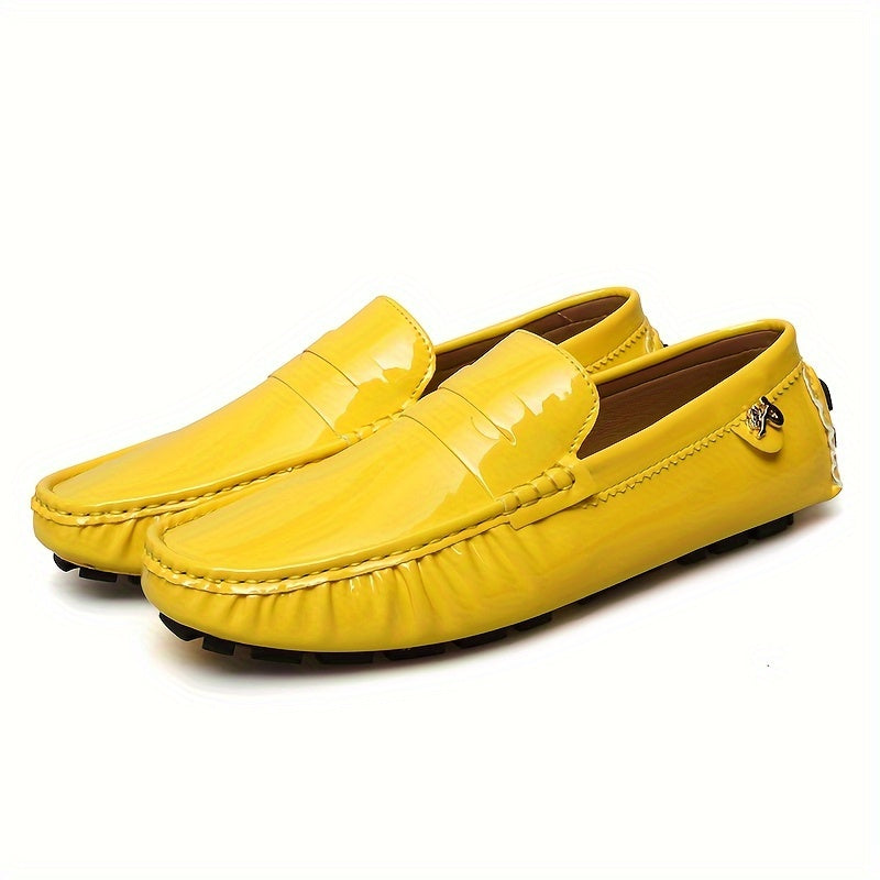 Womens Solid Color Microfiber Synthetic Leather Slip-on Loafers - Non-Slip Rubber Sole, Wear-Resistant, Comfortable, All-Season Flats - Easy to Wear, Breathable, and Durable