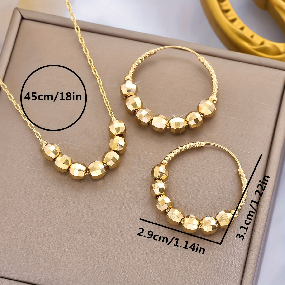 2 pieces/set, new creative hoop earrings, necklace, copper material, fashionable jewelry set, retro and elegant style, suitable for women's gifts