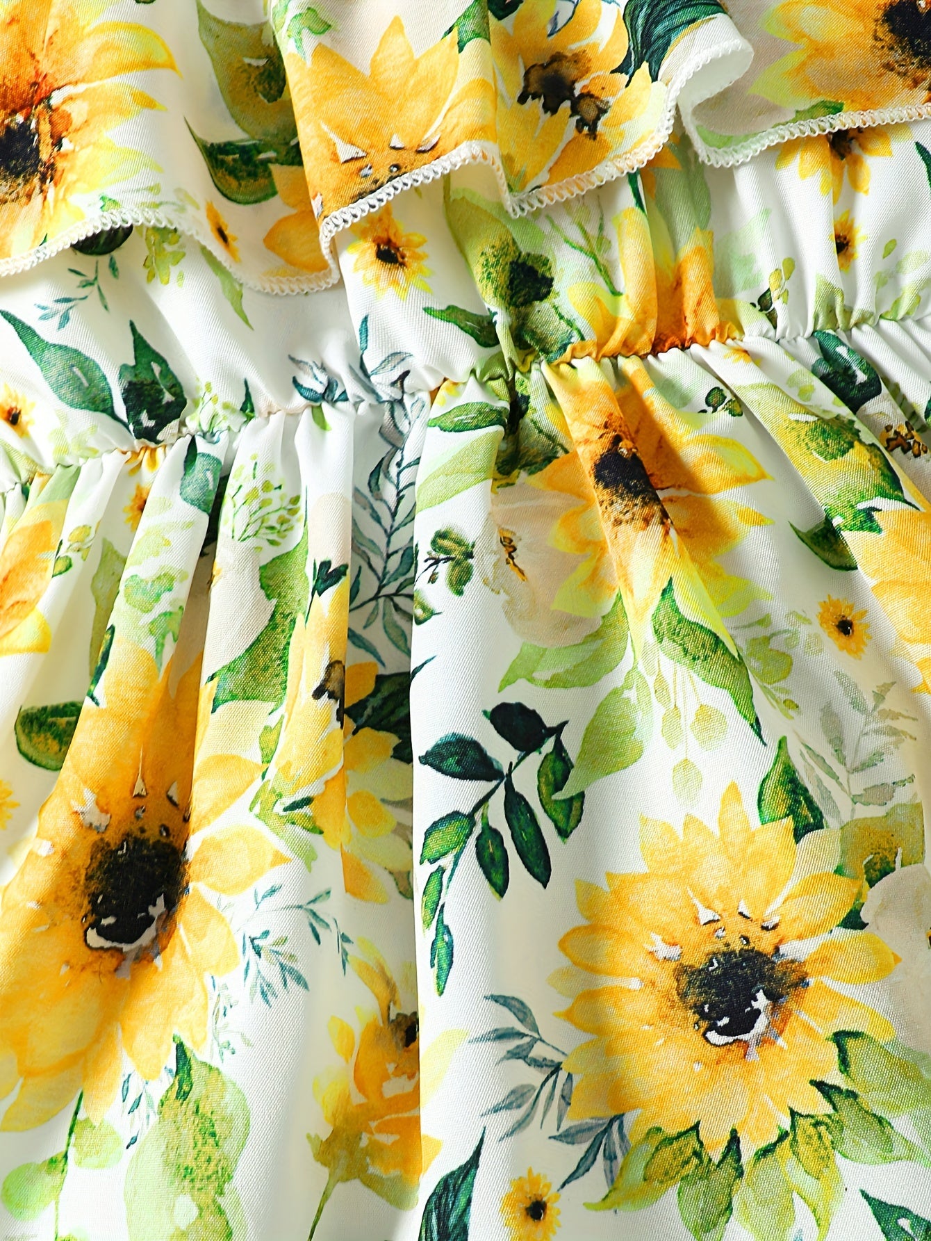 Infant & Toddler's Sunflower All-over Print Dress, Lovely Off-shoulder Dress, Baby Girl's Clothing For Summer