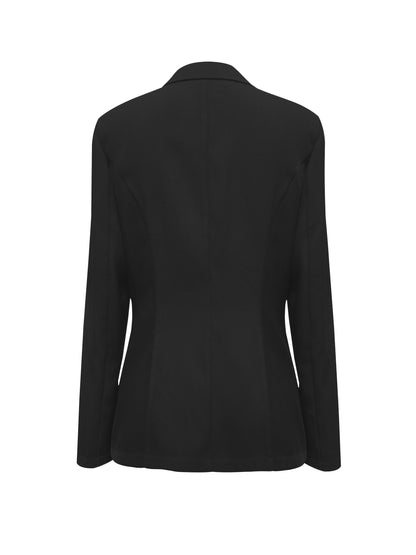 Antmvs Solid Color Button Front Blazer, Business Casual Lapel Long Sleeve Blazer For Office & Work, Women's Clothing