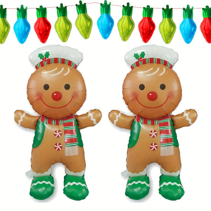 1pc Festive Christmas Gingerbread Chef Inflatable Balloon Set for 14+ Age Group, No Electricity Needed, Made of Durable Aluminum Film Material for Holiday Decor