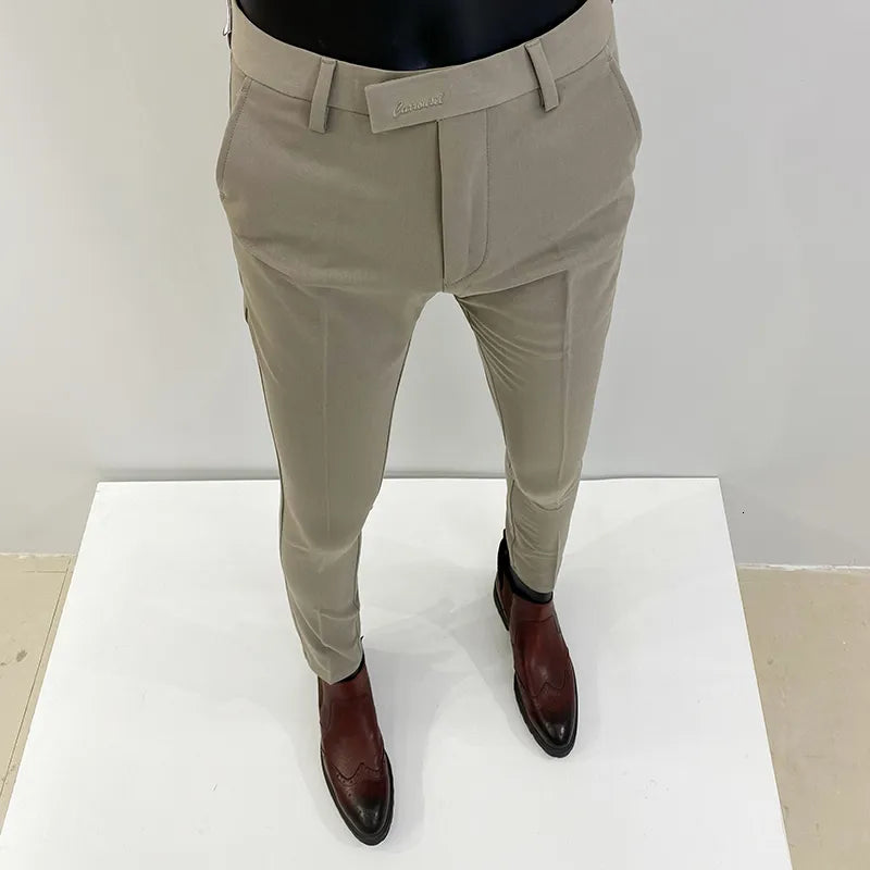 Men's Pants Men Suit Pants Formal Trousers Pantalone Hombre Stretch Slim Solid Color Casual Dress Full Length Pants Fashion Men Clothing 230524