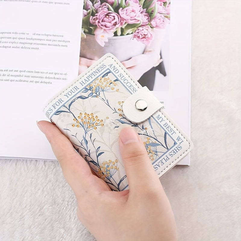 Floral Vintage Style Women's Credit Card Wallet, Multi-Slot Compact Card Holder For Daily Use