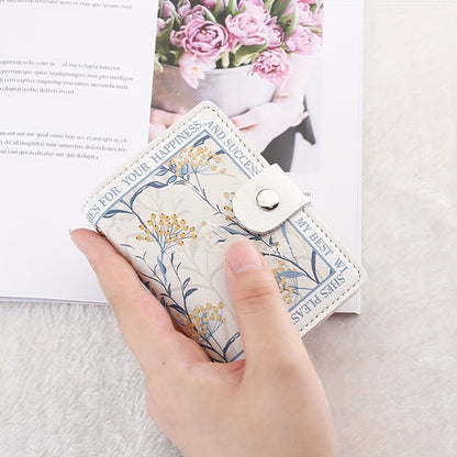 Floral Vintage Style Women's Credit Card Wallet, Multi-Slot Compact Card Holder For Daily Use