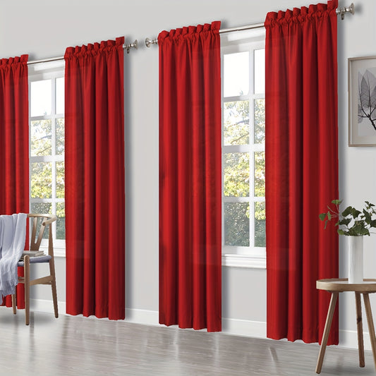 4pcs Set of Solid Color Sheer Curtains - Light-Filtering, Fade-Resistant Polyester Drapes for Living Room & Bedroom - Easy Care, Rod Pocket Design, All-Season Home Decor