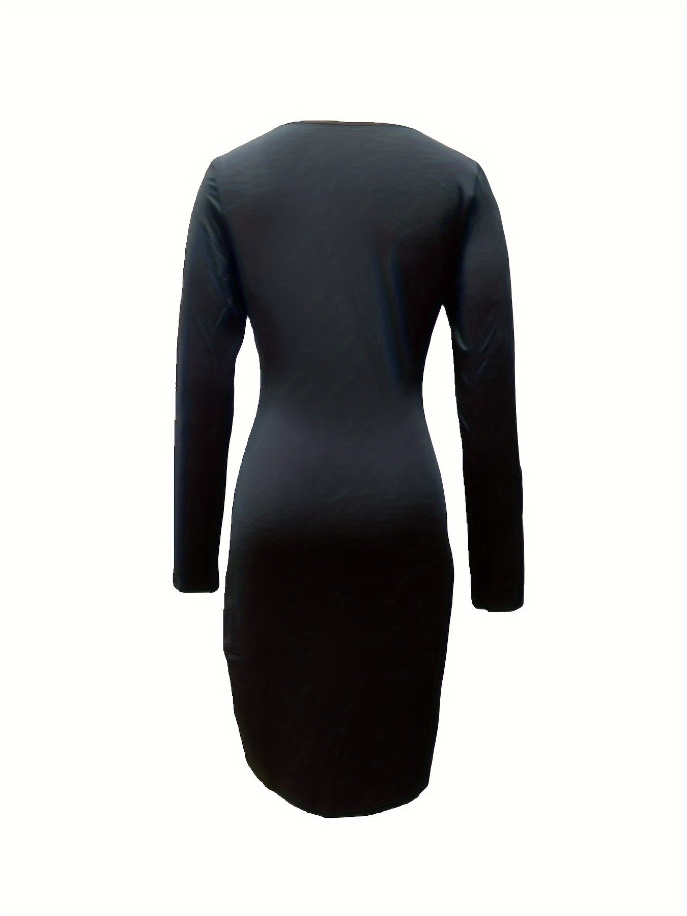 Antmvs Solid Squared Neck Dress, Elegant Bodycon Long Sleeve Dress, Women's Clothing