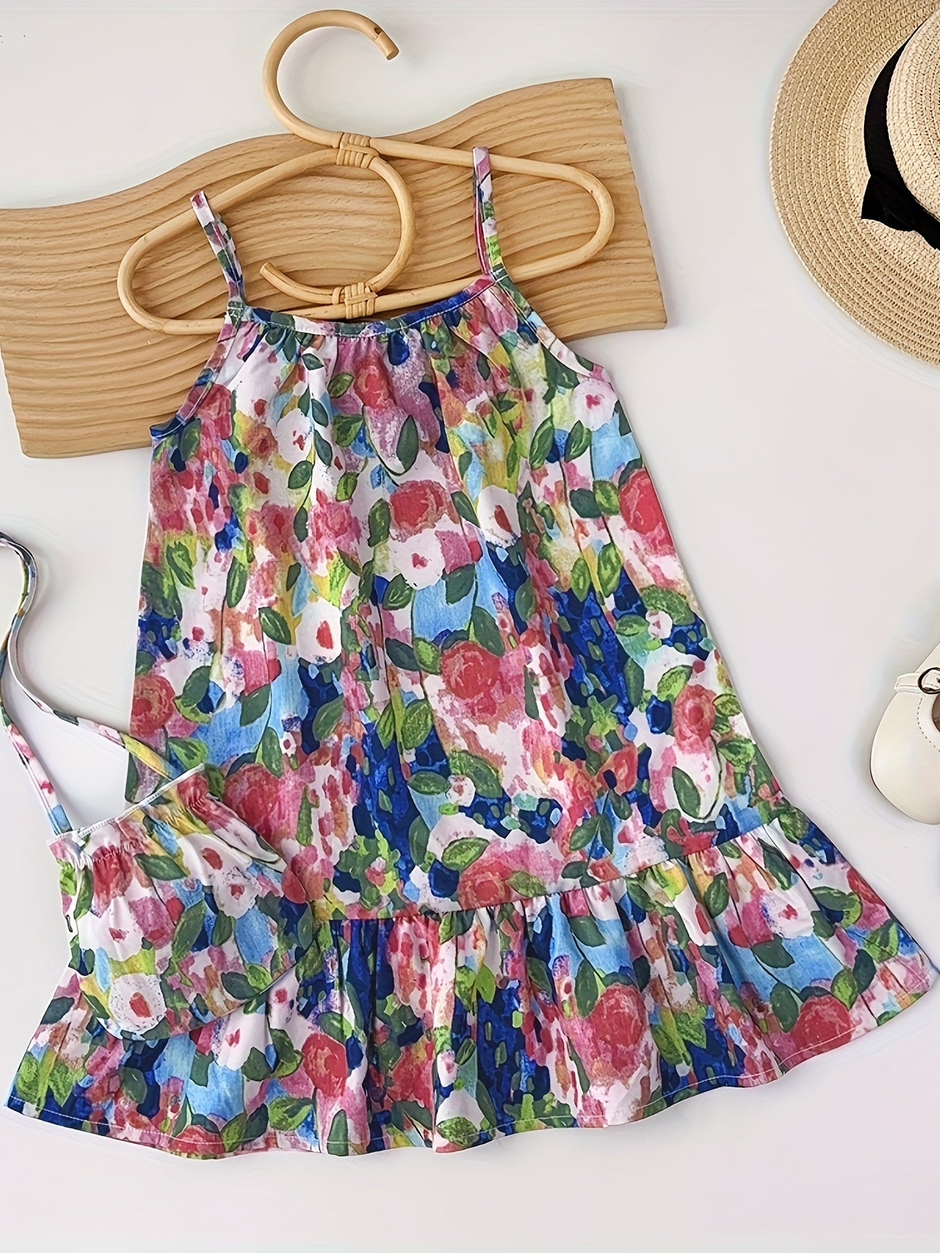 Sweet Flora Print Cami Dress With Bag For Toddler Girls Summer Clothes Gift