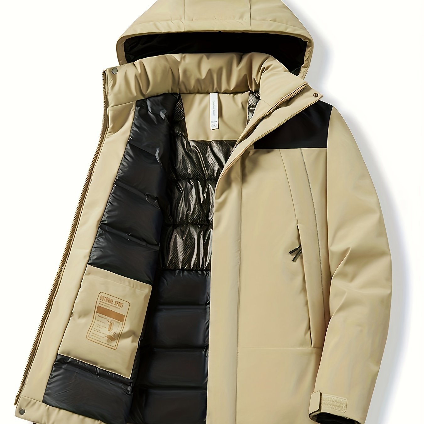 Womens Stylish Contrast Hooded Jacket - Insulated Thermal, Windproof, Waterproof - Secure Zip Pockets for Fall & Winter