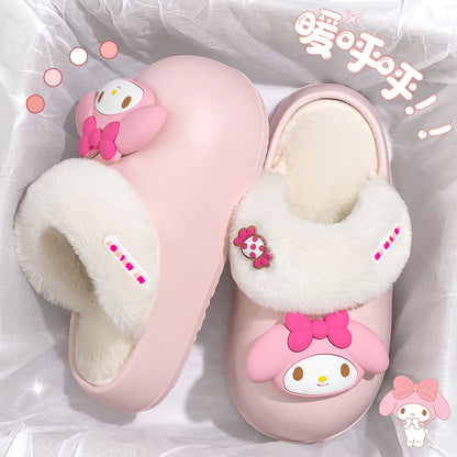 Women Slippers Thick Sole Winter Fur Fluffy Furry Warm Cartoon Sandals Comfortable Fuzzy Girl Flip Flop size