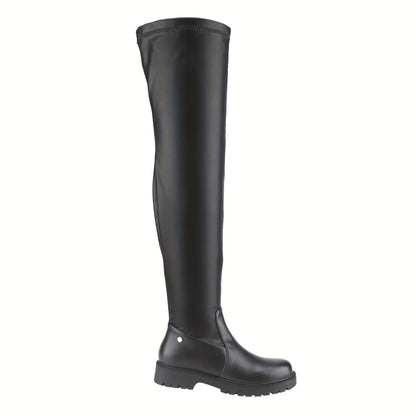 Stylish Women's Thigh High Boots - Round Toe, Suede, Side Zipper, Flat Heel, Comfortable, Versatile, and Chic - Perfect for Winter, Fall, and Daily Wear