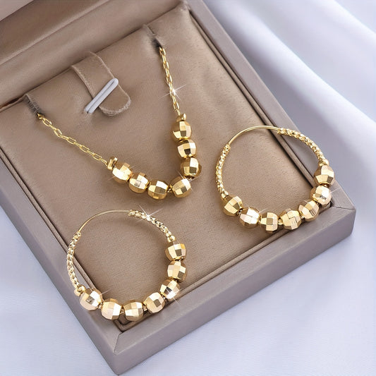 2 pieces/set, new creative hoop earrings, necklace, copper material, fashionable jewelry set, retro and elegant style, suitable for women's gifts