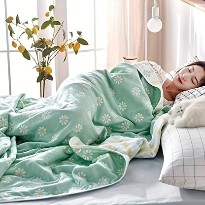 6 Layers Of Gauze 100% Cotton Cotton Blanket Sunflower Blanket, Simple Lightweight Soft Breathable Sofa Bed Leisure Nap Blanket Is Suitable For All Seasons