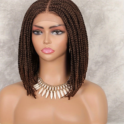 10Inch Chic Box Braid Bob Wig - Ultra-Realistic 13x5 Lace Front - Premium Synthetic Hair for Effortless Style - Perfect Daily & Party Wear for Women