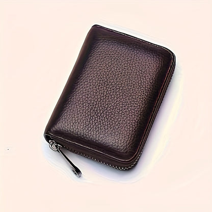 Multi-Functional Business Card Holder Wallet for Men and Women - PU Leather Waterproof Passport, Credit Card, Debit Card, and Banking Card Organizer with Secure Zip Closure and Multiple Card Slots