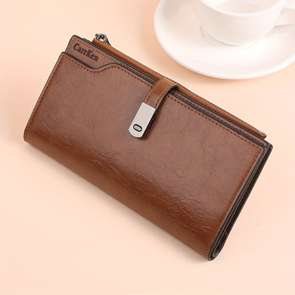 Women's Fashion Simple Large Capacity Long Wallet, Casual Tri-fold Multi-card Money Clip, Zipper Snap Coin Coin Purse, Gifts