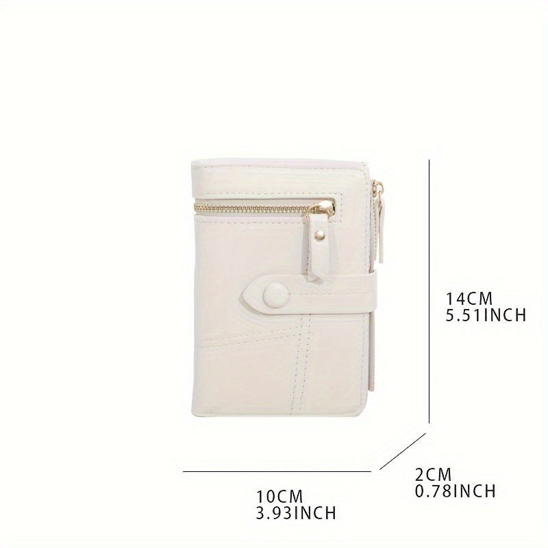 Folding Multifunctional Wallet, Solid Color Clutch Coin Purse, Classic Women's Credit Card Case