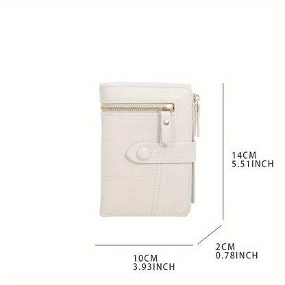 Folding Multifunctional Wallet, Solid Color Clutch Coin Purse, Classic Women's Credit Card Case