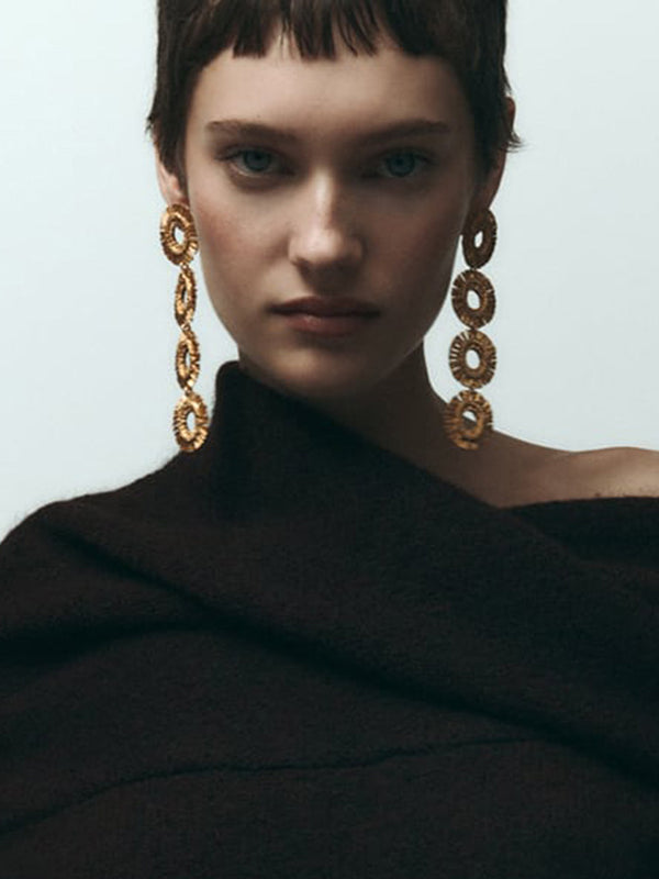 Antmvs Solid Color Hollow Geometric Drop Earrings